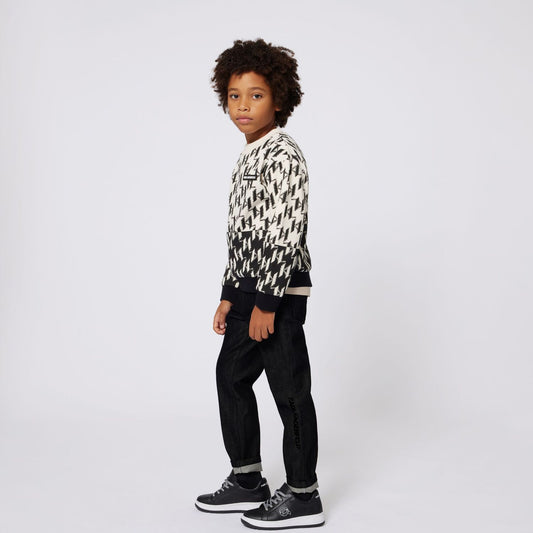 KARL LAGERFELD Z30639/M92 Boys Ivory & Black Logo Sweatshirt