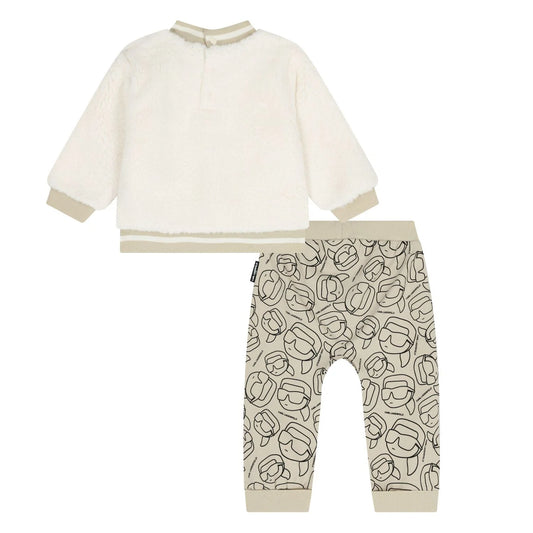 KARL LAGERFELD Z30672/N52 Younger Boys Ivory & Beige Ikonik Karl Tracksuit