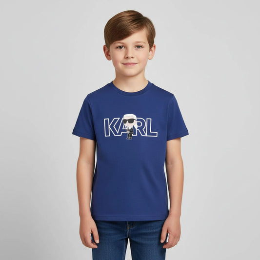 KARL LAGERFELD Z30956/82E Boys Blue Ikonik Karl Logo T-Shirt