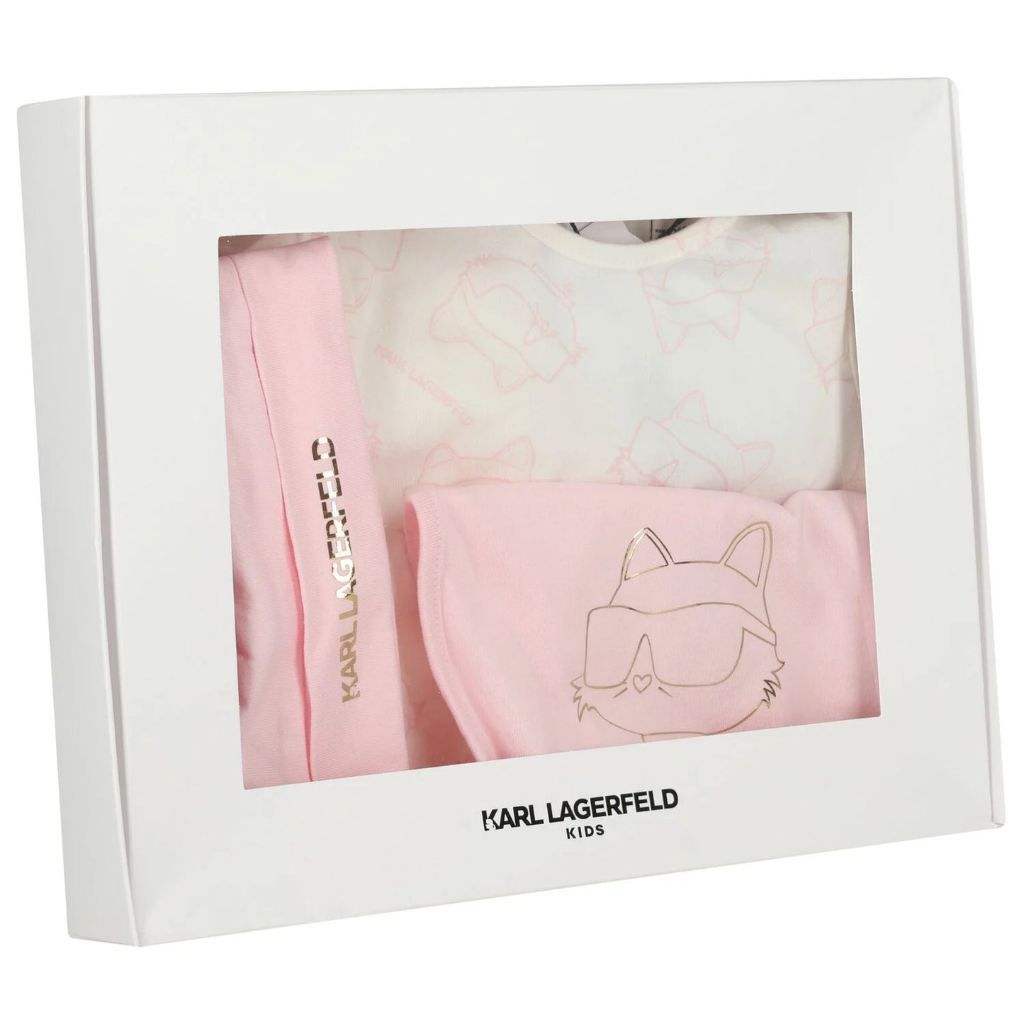 KARL LAGERFELD Baby Girls Pink & White Choupette Babygrow Gift Set