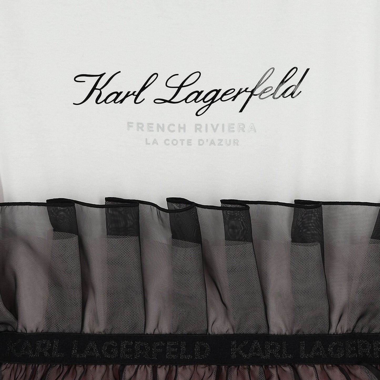 KARL LAGERFELD Girls White & Black Organza Dress