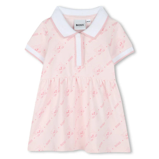 BOSS Baby Girls Pale Pink Logo Polo Dress