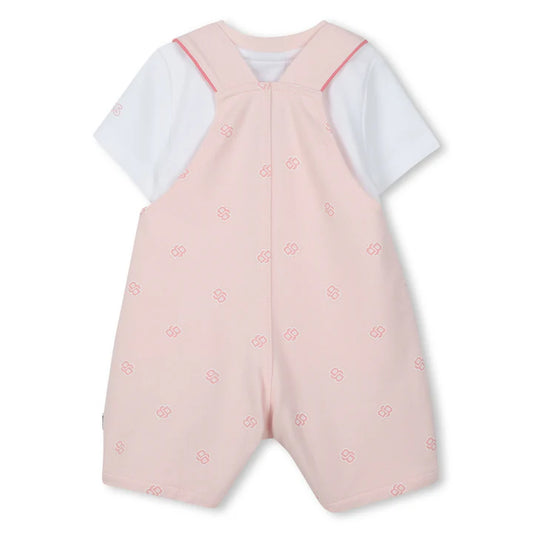 BOSS Baby Girls Pale Pink Dungarees T-Shirt Set