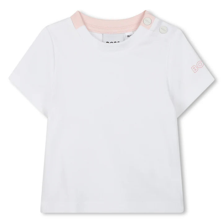 BOSS Baby Girls Pale Pink Dungarees T-Shirt Set