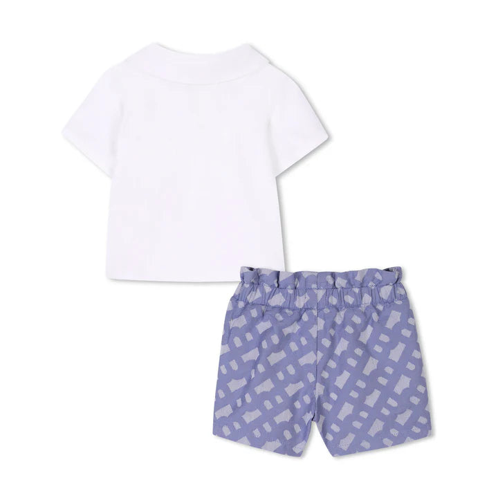 BOSS Baby Boys White Shirt + Blue Short Set