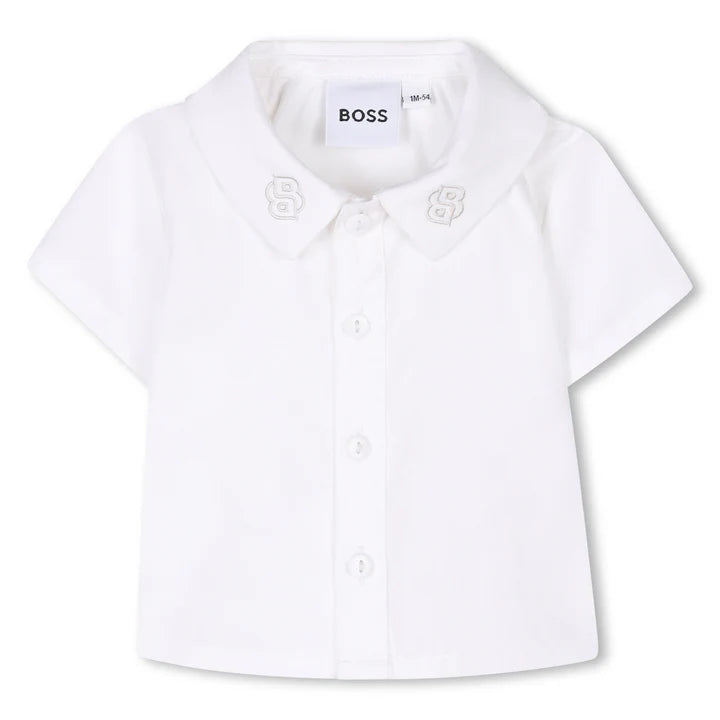 BOSS Baby Boys White Shirt + Blue Short Set