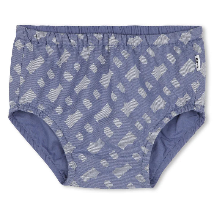 BOSS Baby Girls Blue Patterned Dress and Bloomers Set