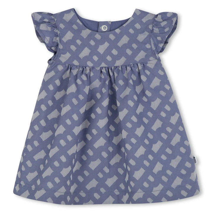 BOSS Baby Girls Blue Patterned Dress and Bloomers Set