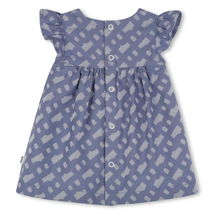 BOSS Baby Girls Blue Patterned Dress and Bloomers Set