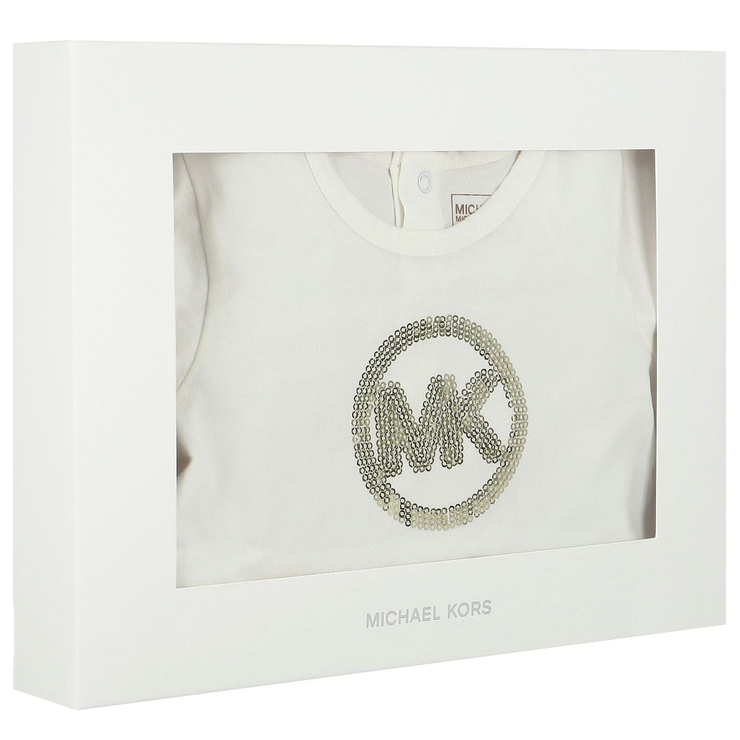 MICHAEL KORS Girls White/Gold Short Sleeved Logo Dress + Panty