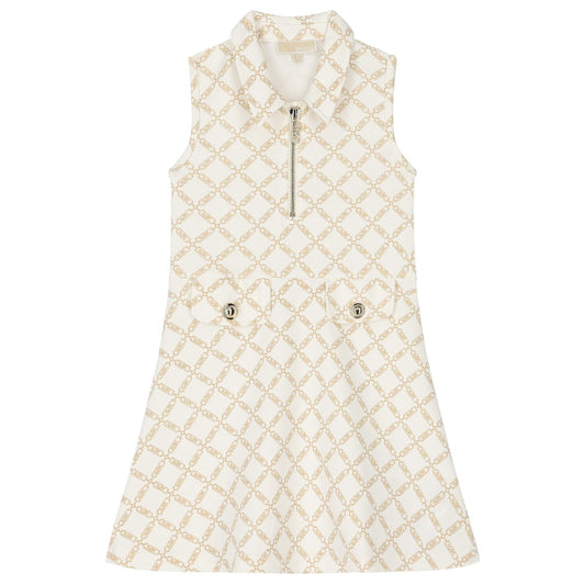 MICHAEL KORS Girls Ivory Sleeveless Short Dress
