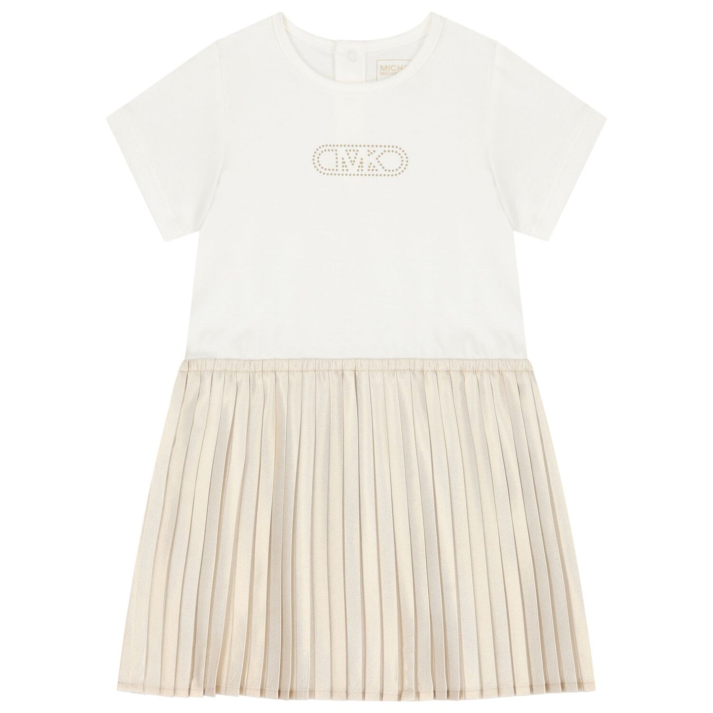 MICHAEL KORS Younger Girls White & Gold Pleated Dress