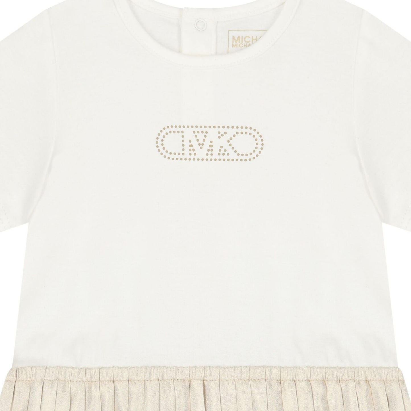 MICHAEL KORS Younger Girls White & Gold Pleated Dress