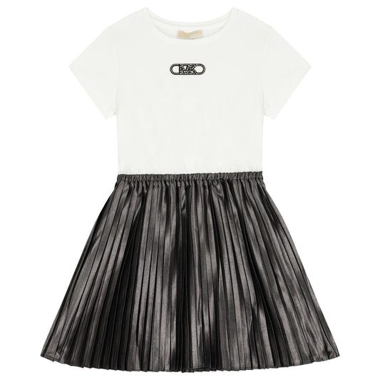 MICHAEL KORS Girls Short Sleeved White/Black Dress