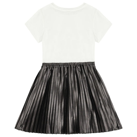 MICHAEL KORS Girls Short Sleeved White/Black Dress