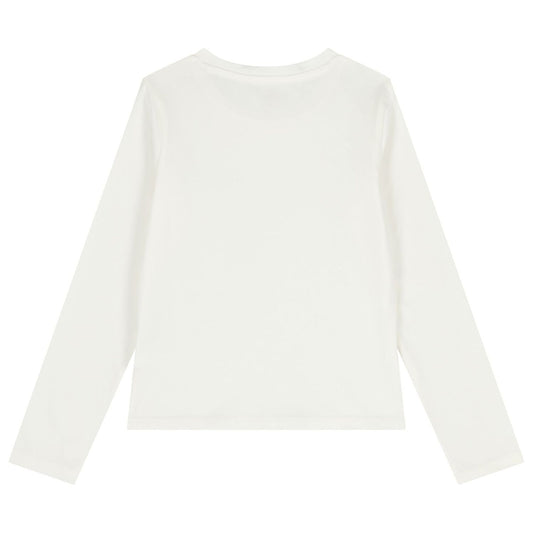 MICHAEL KORS R30488.117 Girls Ivory Logo Long Sleeve Top