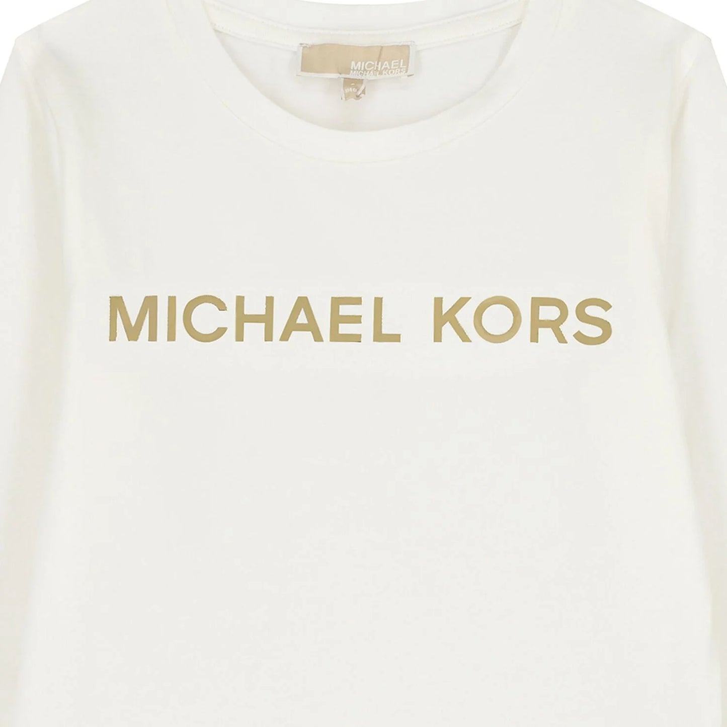 MICHAEL KORS R30488.117 Girls Ivory Logo Long Sleeve Top