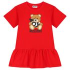 MOSCHINO Girls Red Teddy Bear Logo Dress