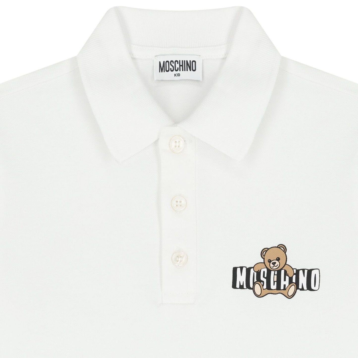 MOSCHINO Younger Boys White Teddy Bear Logo Polo Shirt