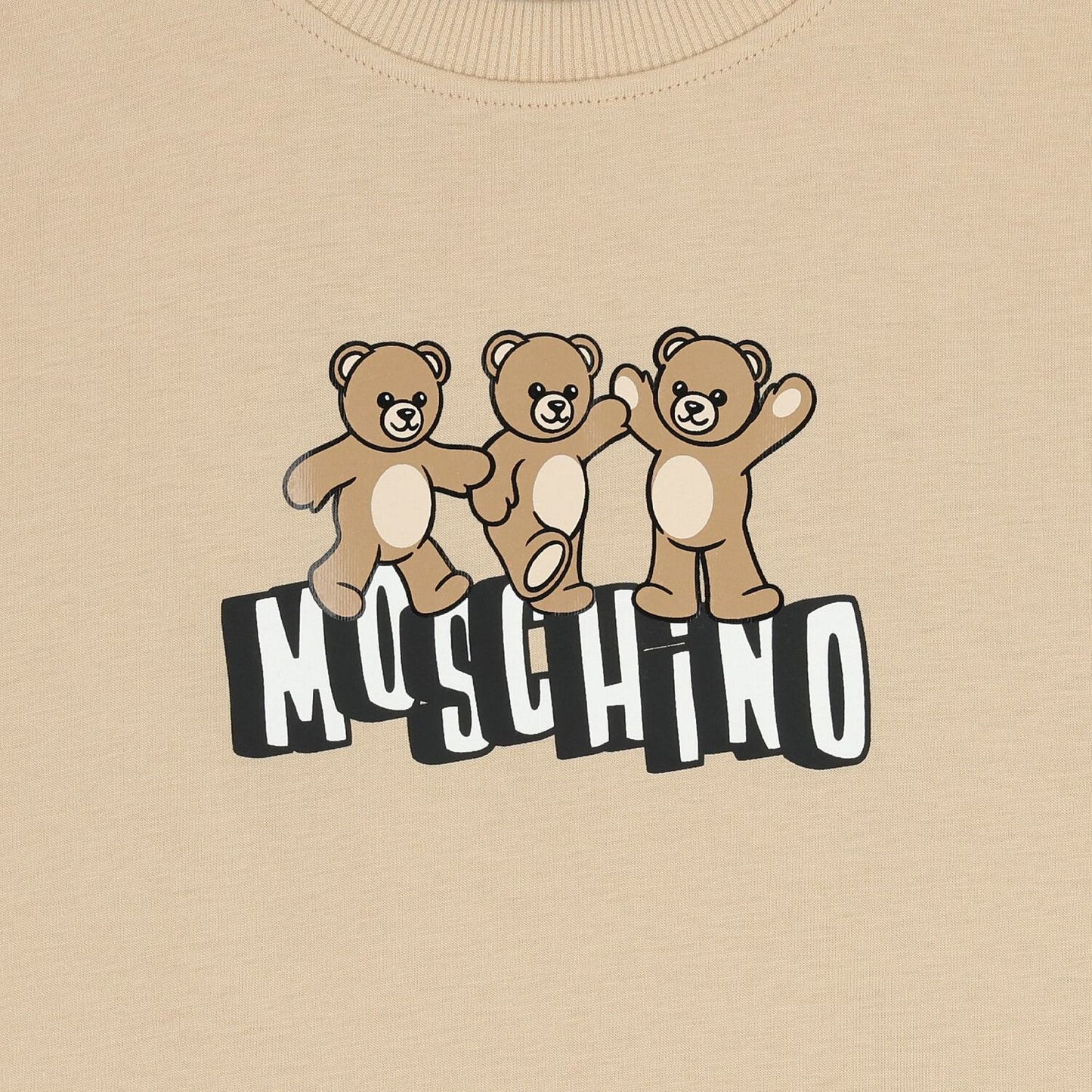 MOSCHINO Boys Beige Teddy Bear Logo T-Shirt
