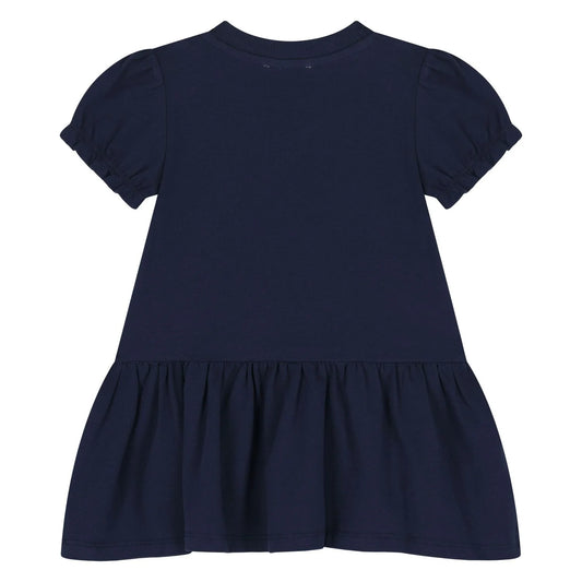 MOSCHINO Younger Girls Navy Blue Teddy Bear Logo Dress