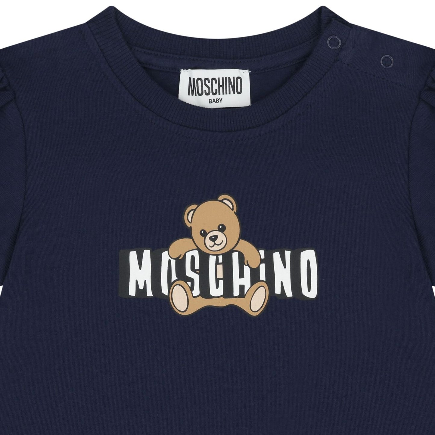 MOSCHINO Younger Girls Navy Blue Teddy Bear Logo Dress