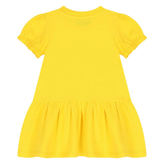 MOSCHINO Younger Girls Yellow Teddy Bear Logo Dress