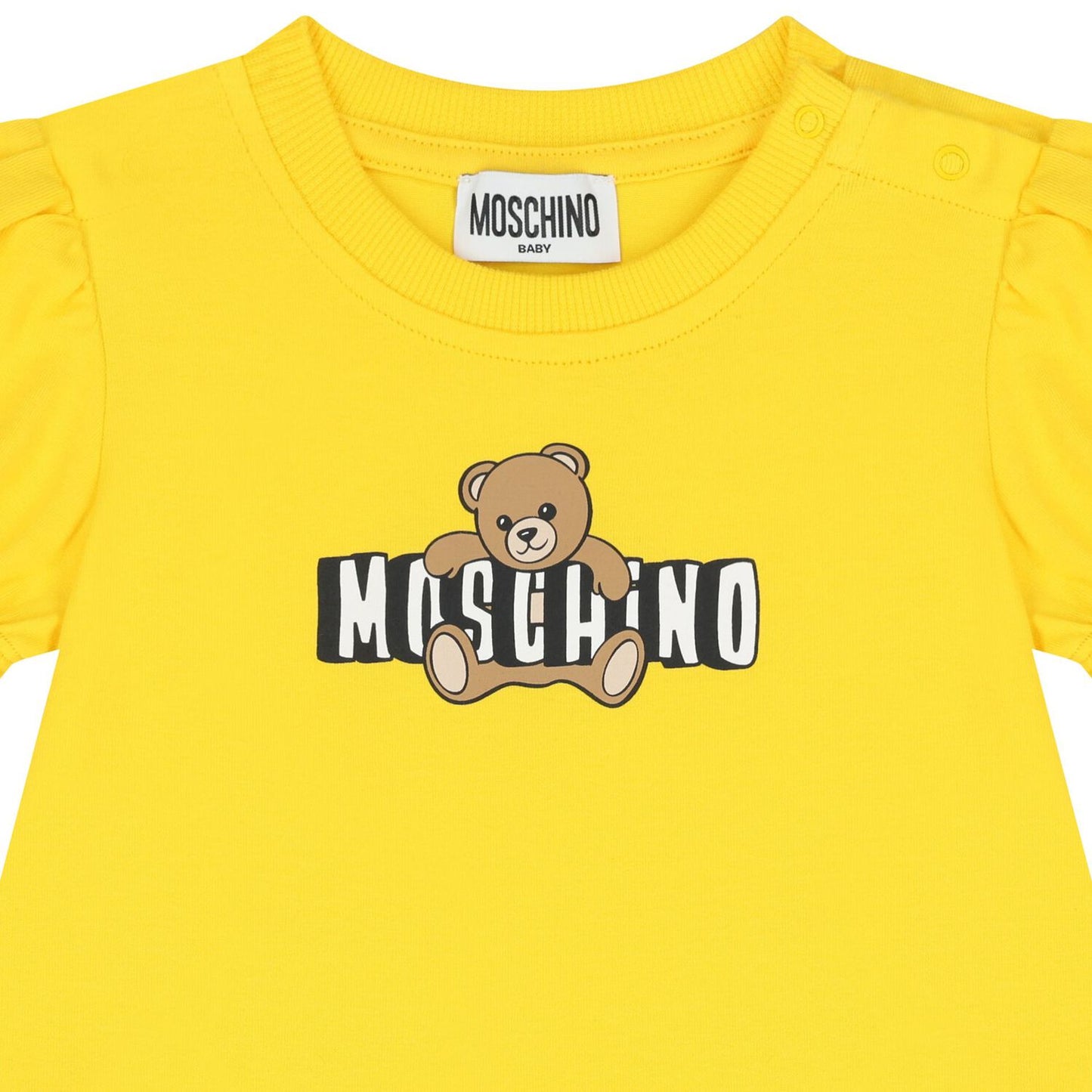 MOSCHINO Younger Girls Yellow Teddy Bear Logo Dress
