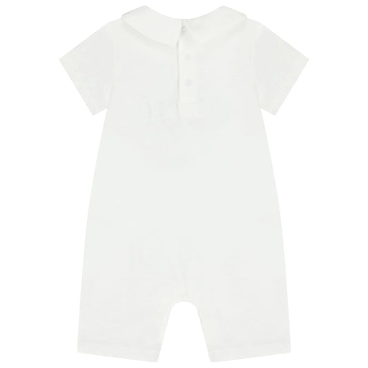 MOSCHINO White Teddy Bear Logo Baby Romper