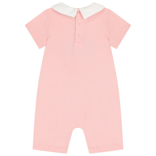 MOSCHINO Baby Girls Pink Teddy Bear Logo Romper