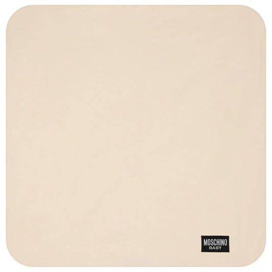 MOSCHINO Beige Teddy Bear Logo Baby Blanket