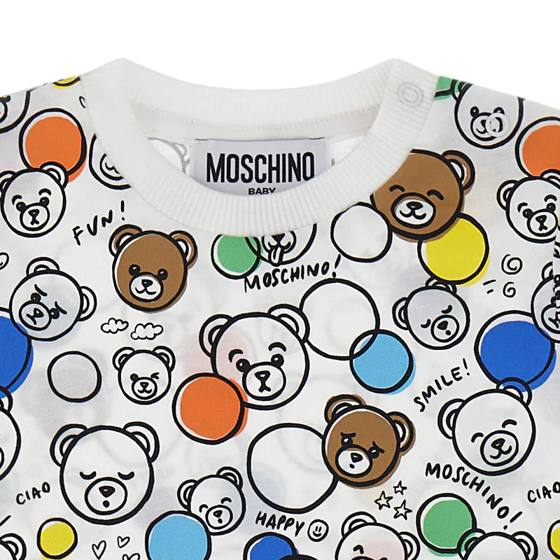 MOSCHINO Baby Romper Addition White Smile&Bubble