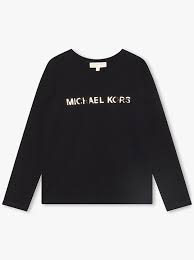 MICHAEL KORS Girls Black Long Sleeved Logo T-Shirt