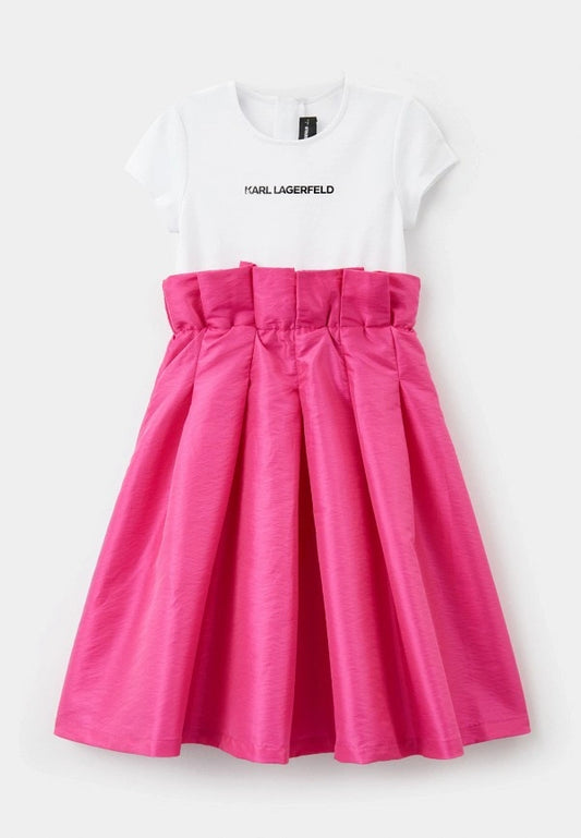 KARL LAGERFELD Girls White & Pink Tulle Dress