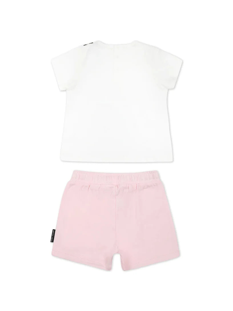 MARC JACOBS Girls White T-Shirt + Pink Short Set