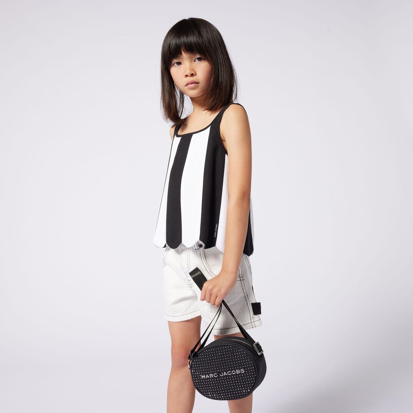 MARC JACOBS Girls Black Logo Rhinestone Bag