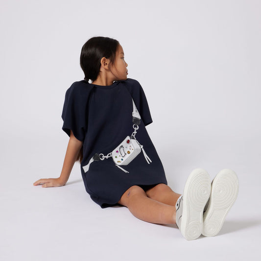 MARC JACOBS W60617/84E Girls Navy Blue Logo Bag Dress