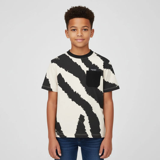 MARC JACOBS W60638/09B Boys Black & Ivory Zebra T-Shirt