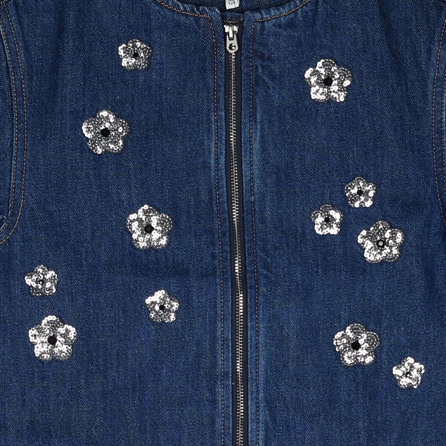 MARC JACOBS Girls Blue Denim Sequinned Floral Dress