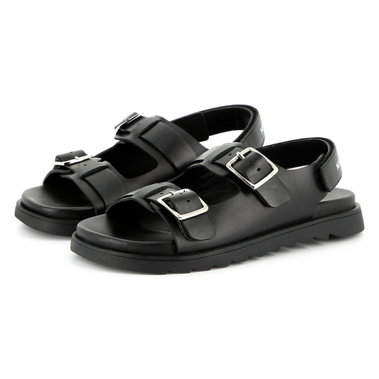 MARC JACOBS Buckled Leather Black Sandals