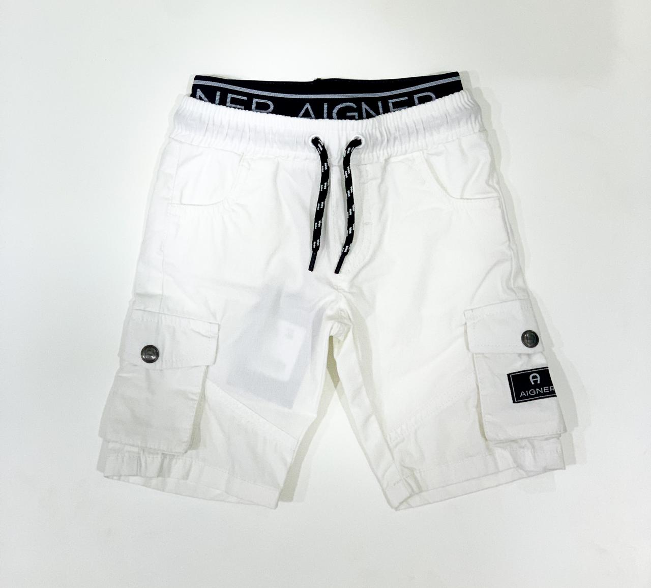 AIGNER Boys White Logo Shorts