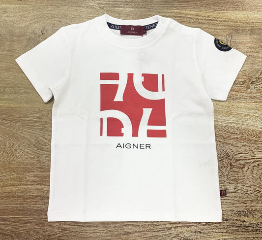 AIGNER Boys White Logo T-Shirts