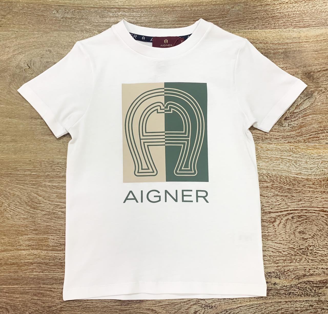 AIGNER Boys White Logo T-Shirts