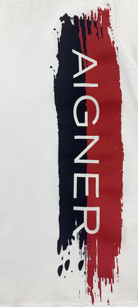 AIGNER Boys White Logo T-Shirts