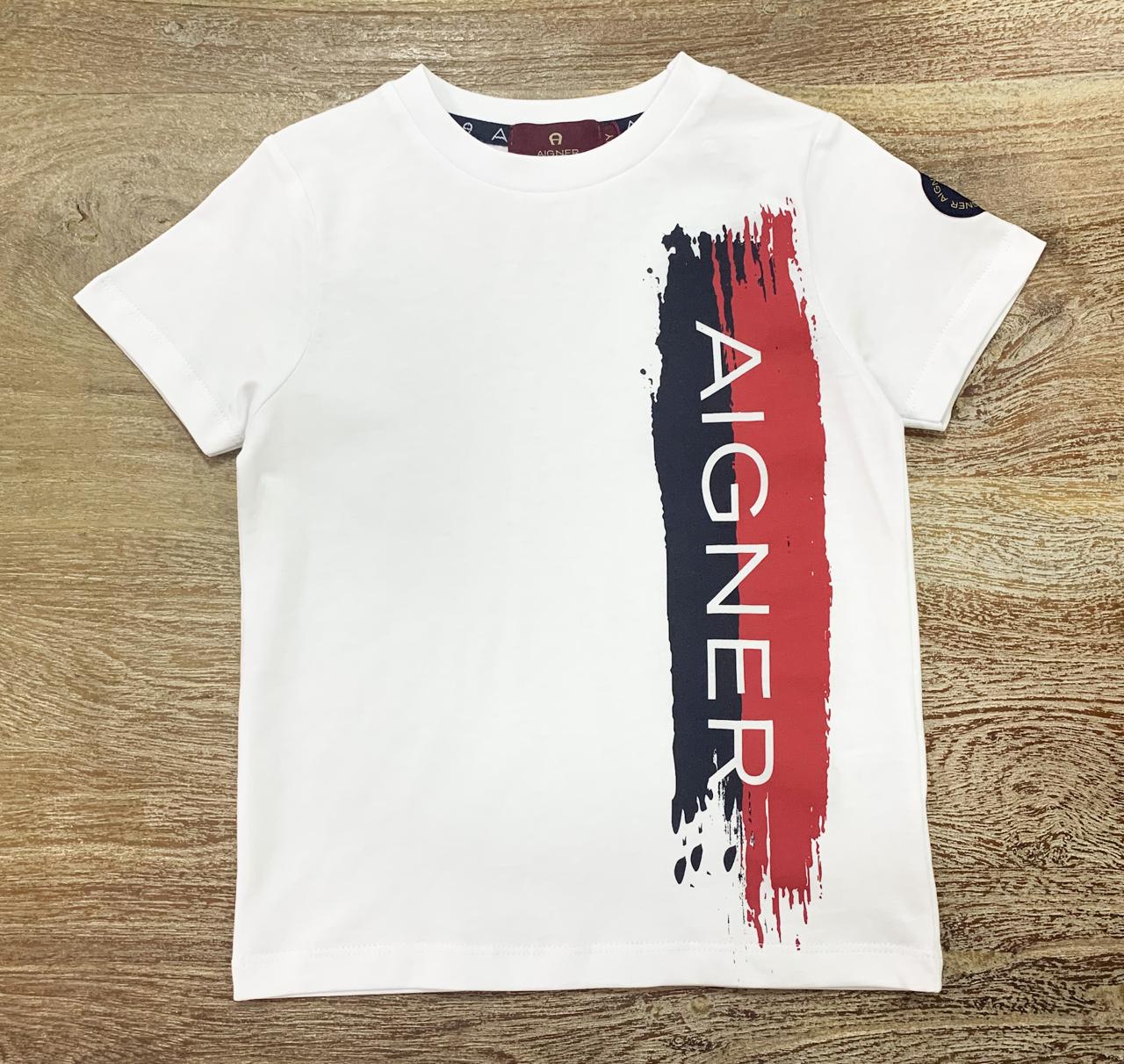 AIGNER Boys White Logo T-Shirts