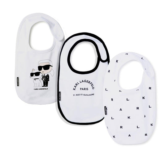 KARL LAGERFELD Set of 3 Baby Bibs with Motifs