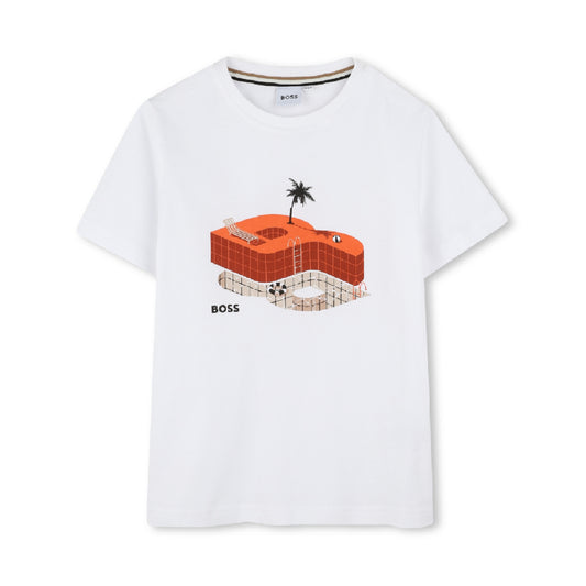 BOSS Baby Boys White Logo Short Sleeve T-Shirt