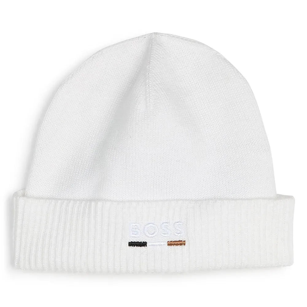 BOSS Baby Boys White Knit Hat & Slipper Set