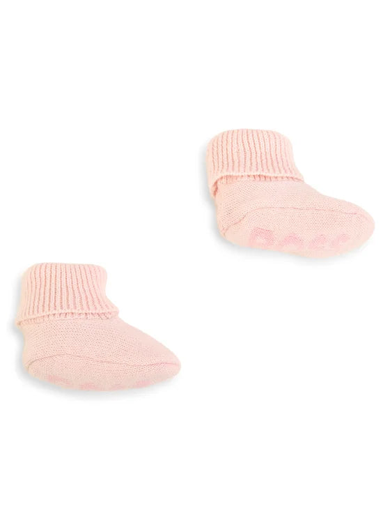 BOSS Baby Girls Pink Knit Hat & Slipper Set