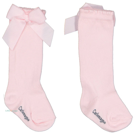 CARLOMAGNO Girls UKG2 Pink Ribbon Bow Socks